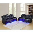 thumbnail image 1 of PonLiving Power Leather Recliner Sofa Set with LED Lights,Leather Couch Set,Living Room Furniture Sets with USB Port/Storage Console/Cup Holders Leather Sofa and Loveseat ) Black, 1 of 10