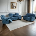 thumbnail image 1 of PonLiving Recliner Sofa Set, Fabric Reclining Sofa Set for Living Room Furniture Sets, Blue Recliner Couch Set for Living Room/Office/Theater Seating, 1 of 6