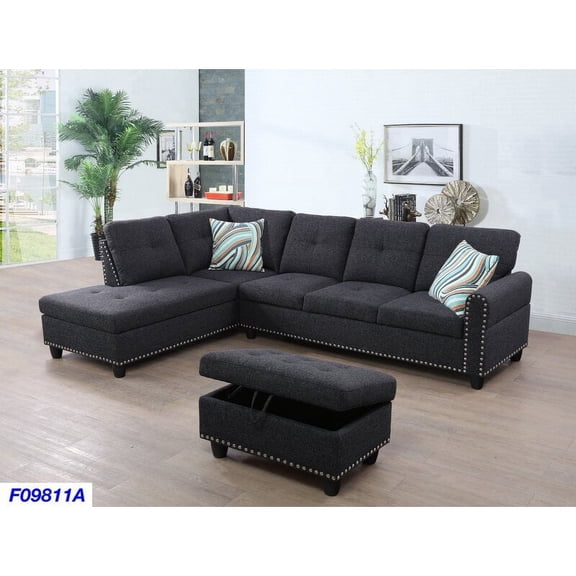 PonLiving Ricka Sectional with Ottoman / Orientation: Left Hand Facing
