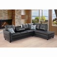 thumbnail image 1 of PonLiving Sectional Sofa, 2 Piece Living Room Faux Leather Couch with Storage Ottoman, Cup Holder, Left Facing Chaise, Black, 1 of 6
