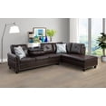 thumbnail image 1 of PonLiving Sectional Sofa, 2 Piece Living Room Faux Leather Couch with Storage Ottoman, Cup Holder, Left Facing Chaise, Brown, 1 of 3