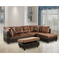 thumbnail image 1 of PonLiving Sectional Sofa, 103.5" 3 Piece Living Room Couch with Storage Ottoman, L Facing Chaise, Microfiber with Faux Leather Brown, 1 of 2