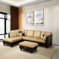 thumbnail image 1 of PonLiving Sectional Sofa, 3 Piece Living Room Couch with Storage Ottoman, Left Facing Chaise, Beige, 1 of 8