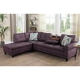 thumbnail image 1 of PonLiving Sectional Sofa, 97.5" Purple Linen 3 Piece Living Room Linen Couch with Storage Ottoman, Cup Holder, Left Facing Chaise, 1 of 7