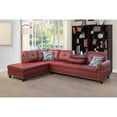thumbnail image 1 of PonLiving Sectional Sofa, 2 Piece Living Room Faux Leather Couch with Storage Ottoman, Cup Holder, Left Facing Chaise, Red, 1 of 7