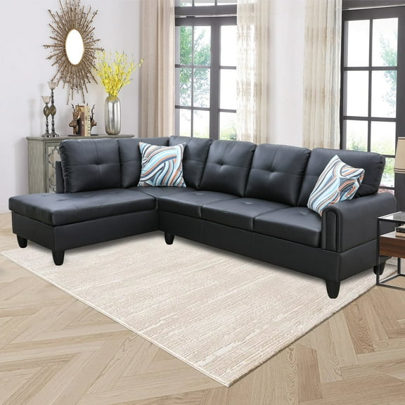 PonLiving Sectional Sofa Set for Living Room Furniture Set，Faux Leather L-Shape Sectional Sofa