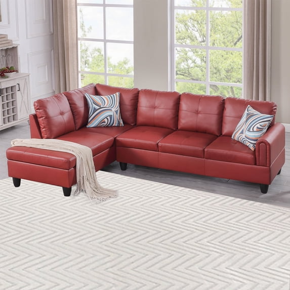 PonLiving Sectional Sofa Set for Living Room Furniture Set,Faux Leather L-Shape Sectional Sofa