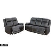 PonLivingr Bonded Leather Recliner Sofa 2 PCS, Sofa & Loveseat, Manual Reclining Black