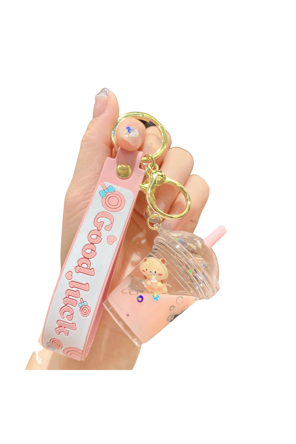 Cute Bear Keychain Floating Liquid Bear Key Ring Bag Pendant