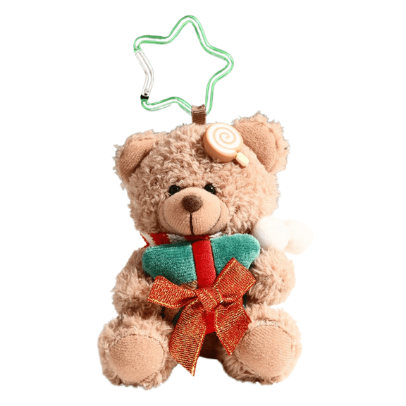 PonPom Cute Teddy Bear Keychain, Soft Christmas Bear Keyring Backpack Decoration Car Key Chain