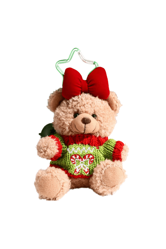 Cute Teddy Bear Keychain, Soft Christmas Bear Keyring Backpack Decoration Car Key Chain