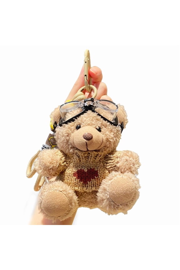 Cute Teddy Bear Keychain, Soft Fashion Little Bear with Sweater Keyring Backpack Pendant