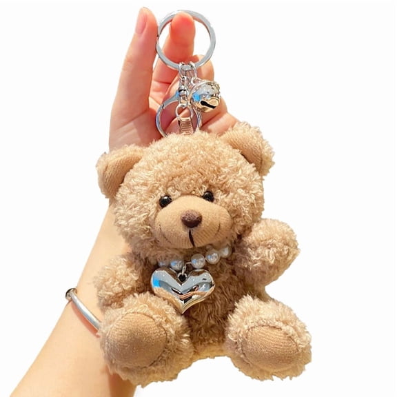 PonPom Cute Teddy Bear Keychain, Soft Fashion Little Bear with Sweater Keyring Backpack Pendant