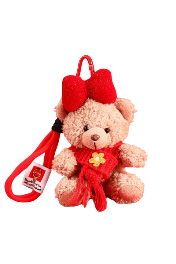 Cute Teddy Bear Keychain, Soft New Year Bear Keyring Backpack Decoration Car Key Chain