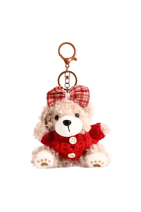 Cute Teddy Bear Keychain - Soft Sweater Bear Keyring, Backpack & Car Key Chain, Gift for Loved Ones