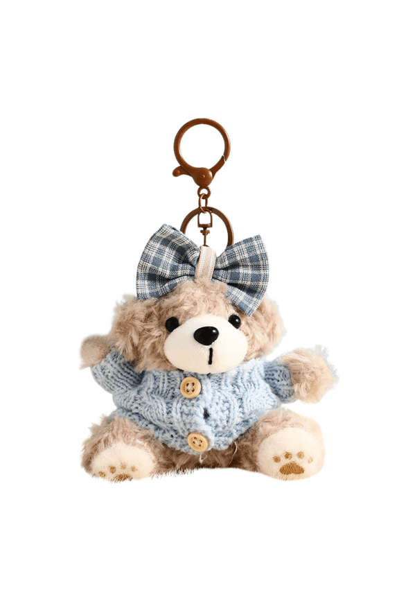 Cute Teddy Bear Keychain - Soft Sweater Bear Keyring, Backpack & Car Key Chain, Gift for Loved Ones