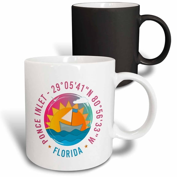 3drose, Ponce Inlet, Volusia County, Florida Beaches Family Travel Gift, 11oz Magic Transforming Mug