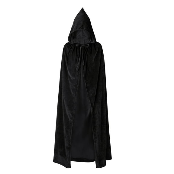 Ponceau Black Cloak with Hood Full Length Halloween Cloak Vampire Cape for Women Black 150cm