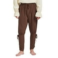 thumbnail image 1 of Ponceau Mens Pirate Pants Ankle Banded Renaissance Pants Medieval Viking Navigator Pants Halloween Pirate Costume with Drawstrings Brown XX-Large, 1 of 7