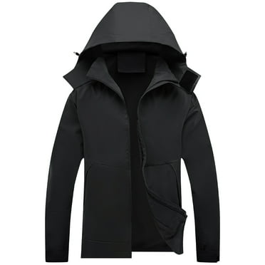 Ponceau Rain Jackets for Men Lightweight Men's Waterproof Windbreaker Jacket with Hood Men's Rain Jacket Breathable Black L