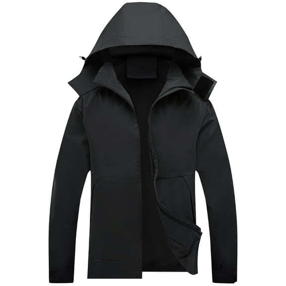 Ponceau Rain Jackets for Men Lightweight Men's Waterproof Windbreaker Jacket with Hood Men's Rain Jacket Breathable Black XL