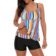 Ponceau Tankini Bathing Suits for Women Tummy Control Womens Tankini Swimsuits 2 Pieces Plus Size Swimwear Tankini