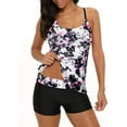 thumbnail image 1 of Ponceau Tankini Bathing Suits for Women Two Piece Tankini Swimsuits Women Tummy Control Swimsuit Athletic Tankini Top Swimwear Ink Painting L, 1 of 5