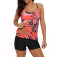 thumbnail image 1 of Ponceau Tankini Bathing Suits for Women Two Piece Tankini Swimsuits Women Tummy Control Swimsuit Athletic Tankini Top Swimwear Red Black M, 1 of 5