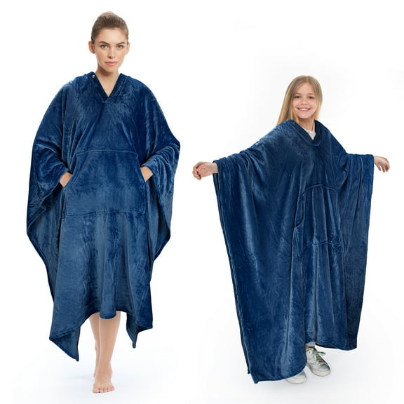 Poncho Blanket Super Soft Comfy Plush Wearable Fleece Blanket  for Adult