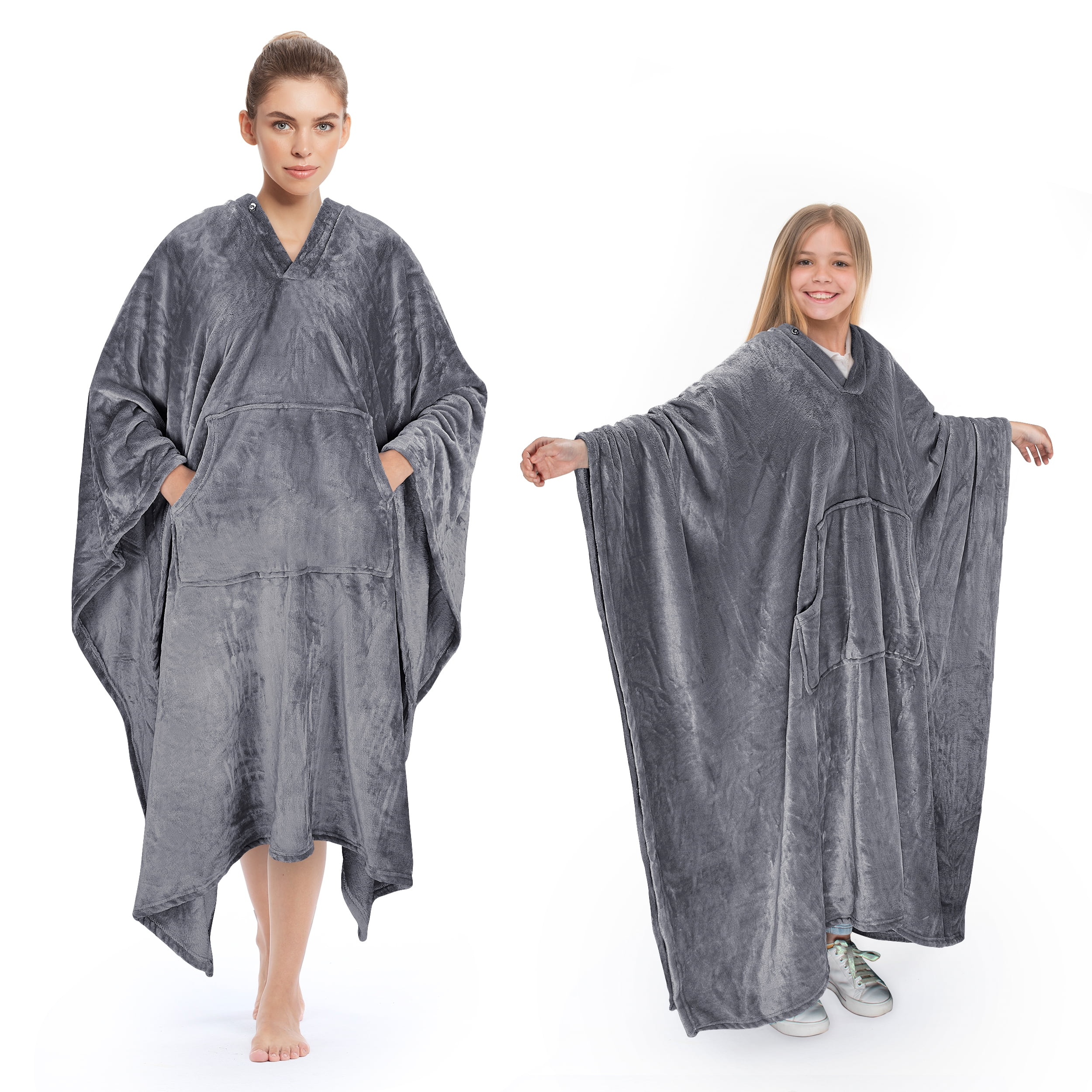 Poncho Blanket Super Soft Comfy Plush Wearable Fleece Blanket  for Adult