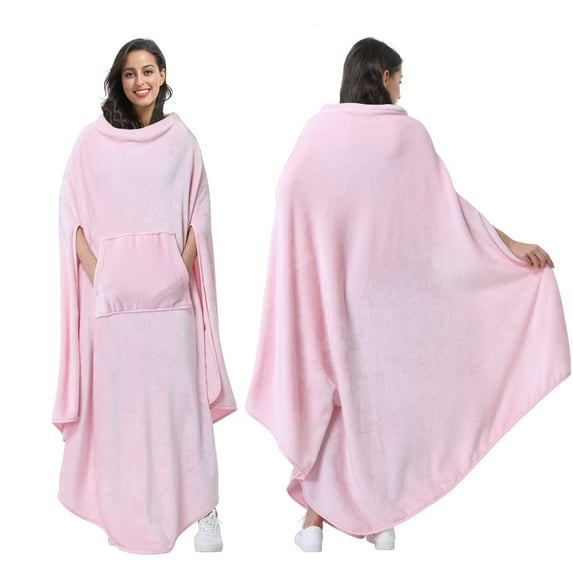 Poncho Blanket Super Soft Comfy Plush Wearable Fleece Blanket for Adult