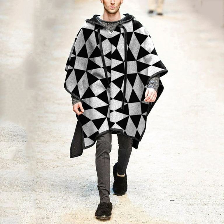 Poncho Men Mexican Ponchos For Men Poncho Men Mens Poncho With Hood Wool Cape Panchos Gray M Walmart