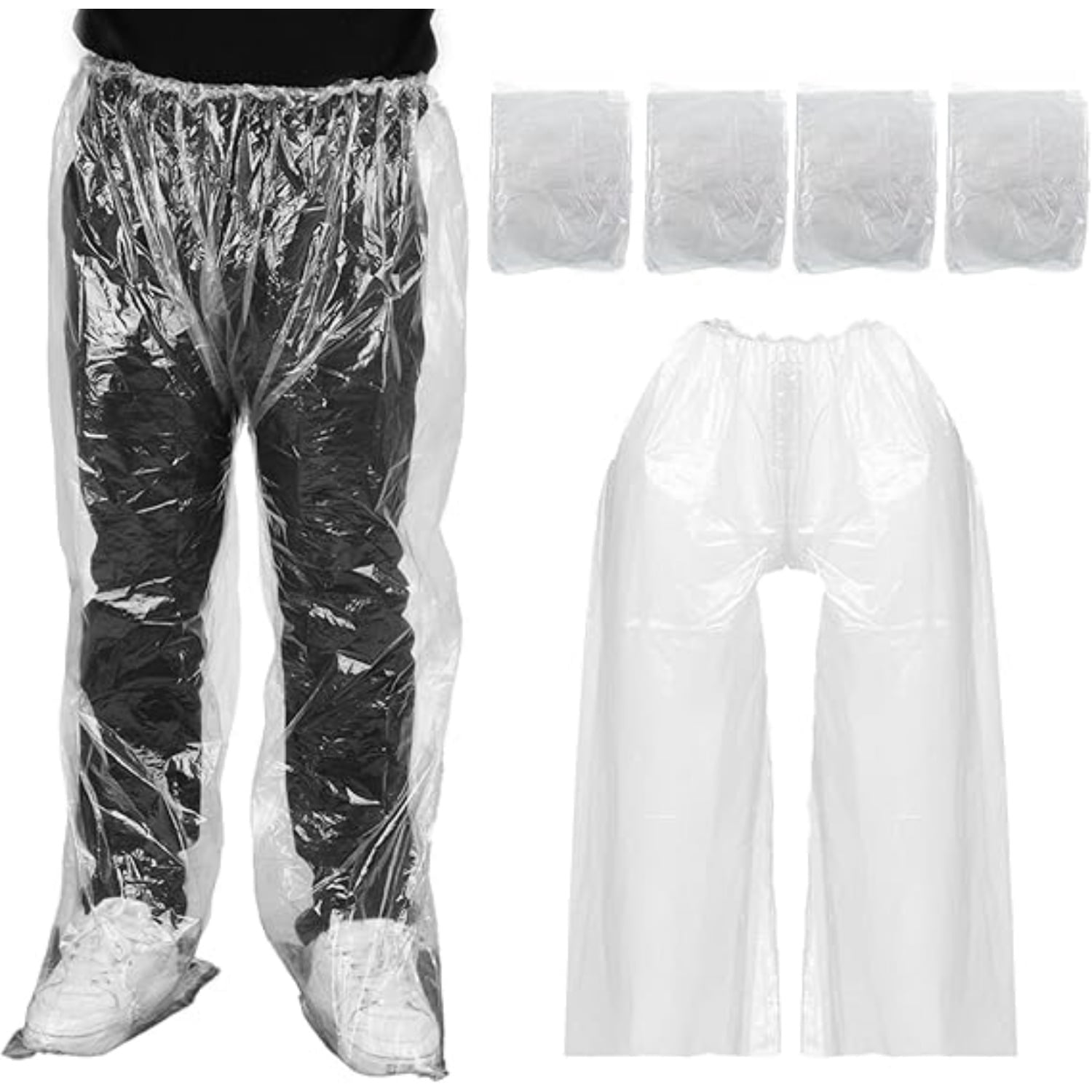Nanaborn Poncho Pants Disposable Rain Clear with Shoe Cover 4pk