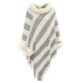 thumbnail image 1 of Poncho Shawl, Duoif Ladies Knitted Loose Thickened Shawl Coat Faux Plush Collar Scarf Wrap Tassel Fringed Pullover Cape Irregular Hem Casual Sweater Shawl Wraps for Women Grey, 1 of 3
