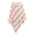 thumbnail image 1 of Poncho Shawl, Duoif Ladies Knitted Loose Thickened Shawl Coat Faux Plush Collar Scarf Wrap Tassel Fringed Pullover Cape Irregular Hem Casual Sweater Shawl Wraps for Women Pink, 1 of 3