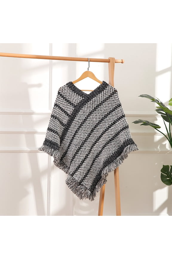 Poncho, Women's Long Sleeve Shawl, Ethnic Fringe Open Front Poncho, Travel Wrap for Women, Outdoor, Vacation, Versatile Cover Up, Boho Gifts Baberdicy, Ideal for Women