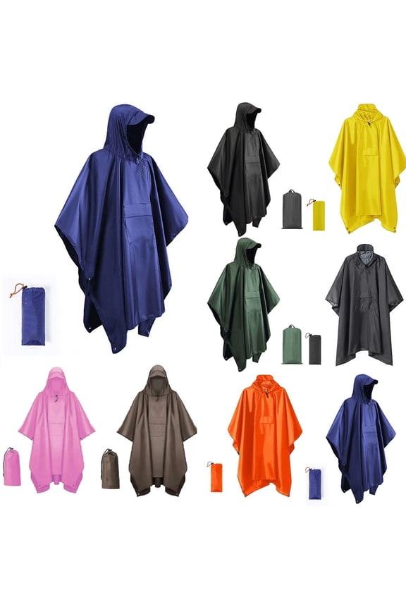 Ponchos Family Pack, Rain Ponchos for Adults, Waterproof Lightweight Unisex Raincoat, 1Pcs Reusable Waterproof Ponchos with Hood Pockets, Rain Ponchos for Women Men Brown 55x82.7 In