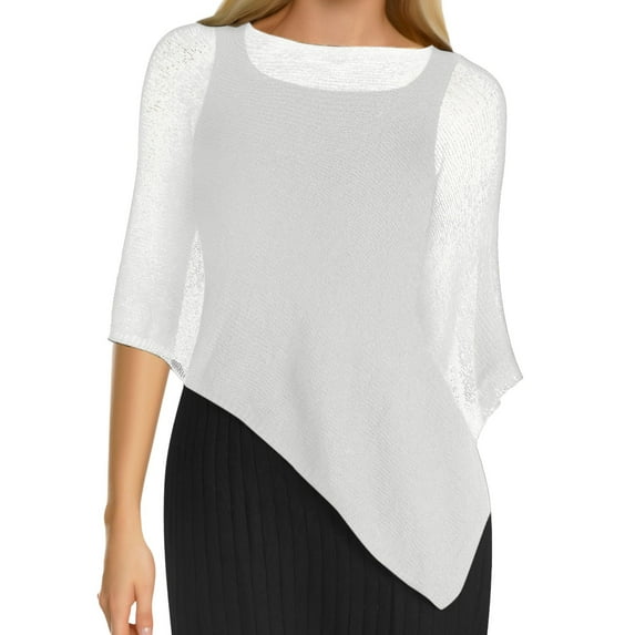 Ponchos for Women! Comdrip Women's Irregular Loose Lazy Thin of Ice Knit Sweater Sun Cape Shawl Sheer Poncho Beige One Size