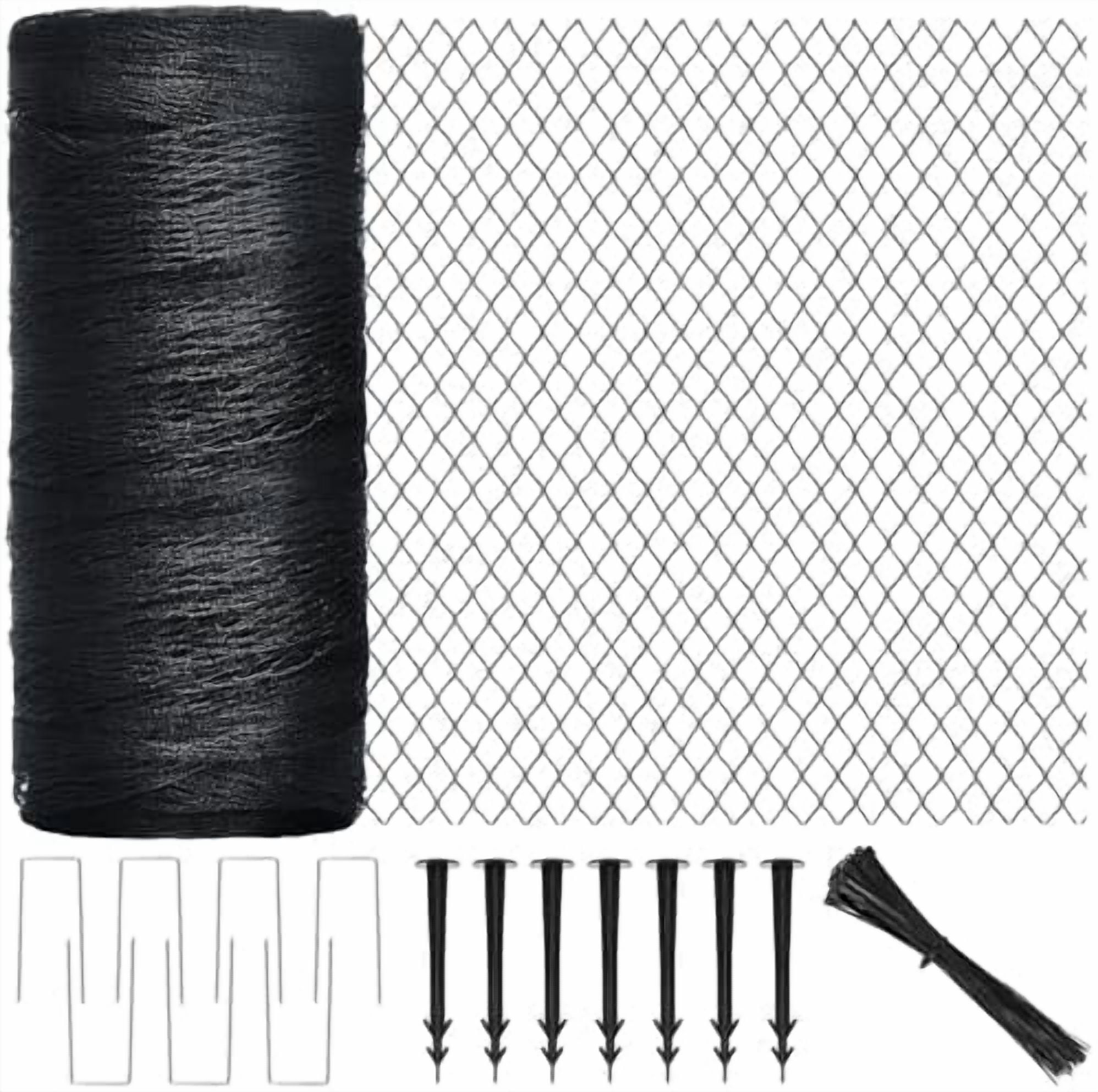 Pond Covers for Outdoor Fish Ponds, 14x14 Ft Pond Netting for Koi Ponds, 40g/㎡ Mesh Leaves Catcher, Pond Net Floating Guard Protect Fish Koi from Birds Cats, Herons, 14 Pcs Stakes