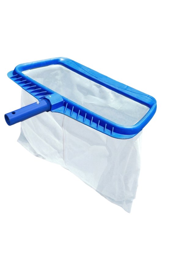 Pond Debris Skimming Net, Fine Woven Mesh, Swimming Pool, Deep Capture Bag, Blue Rigid Frame, Pole Not Included, 1 Pc