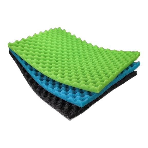Pond Filter Foam Set 25x18 Inch - 3 Pack Aquarium Filter Sponges (Fine, Medium, Coarse) - Fish Tank Filtration Media - Reticulated Foam for Ponds & Aquariums