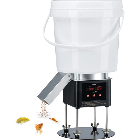 Pond Fish Feeder, Briidea Automatic Fish Feeder for Pond with Animal-Proof Design, 4L Large Capacity, Low Battery Alert, Perfect for Daily & Vacation Feeding, black