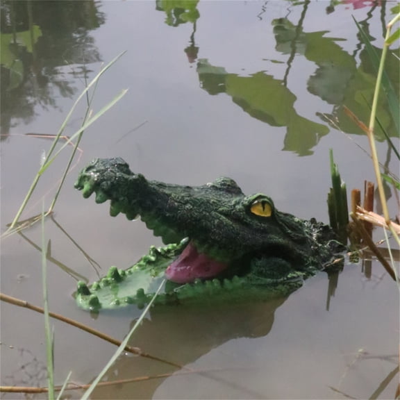 Pond Floating Alligator Head Decoration,Alligator Head Decoy for Pool,Outdoor Garden Crocodile Statues,Resin Crocodile Head for Swimming Pool and Pond,Duck Deterrent Control,Predator,Heron