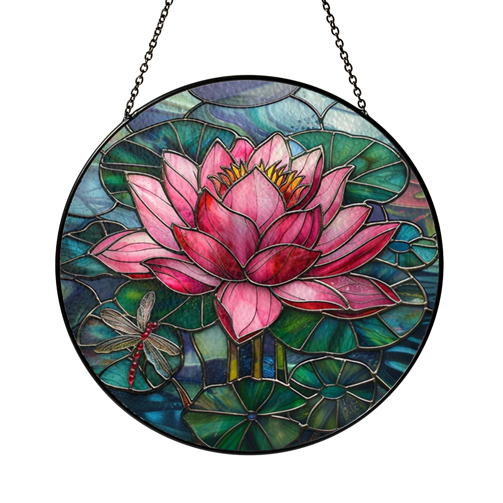 Window Flower Glass Pond Flower Glass Style Window Hanging – Nature Decor - Walmart.com