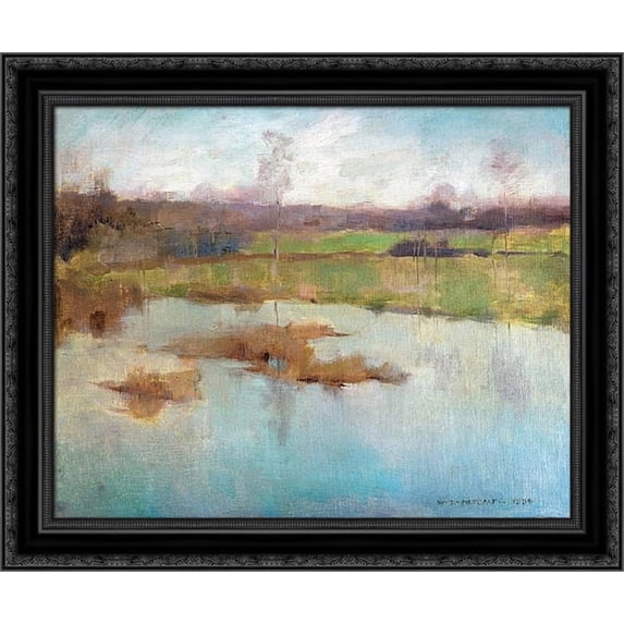 Pond Giverny 24x20 Black Ornate Wood Framed Canvas Art by Metcalf, Willard