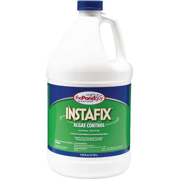 The Pond Guy InstaFix Algae Control, Outdoor Water Garden, Fountain & Birdbath Algae Solution, EPA Registered Liquid Algaecide, Control Green Water & String Algae, Bird, Fish & Pet Safe, 1 Gallon