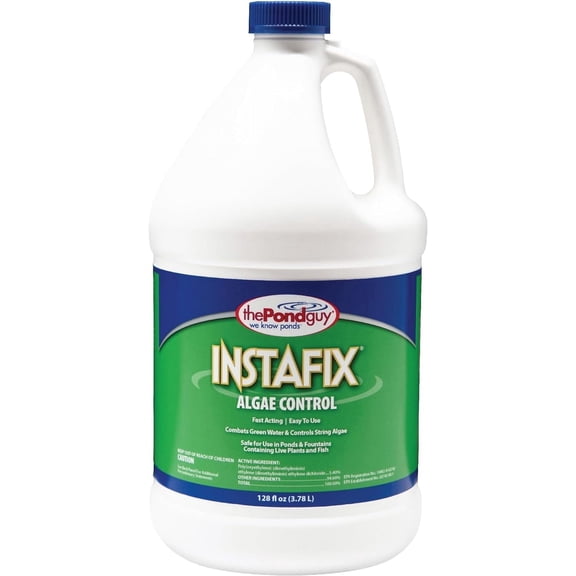 The Pond Guy InstaFix Algae Control, Outdoor Water Garden, Fountain & Birdbath Algae Solution, EPA Registered Liquid Algaecide, Control Green Water & String Algae, Bird, Fish & Pet Safe, 1 Gallon
