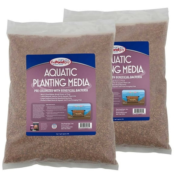 The Pond Guy Planting Media, Outdoor Water Garden Plant Medium, Grow Lily, Lotus & Aquatic Plants, Substrate Seeds Beneficial Bacteria, 8 Quarts (2x 4qt/approx. 6 lb Bags)