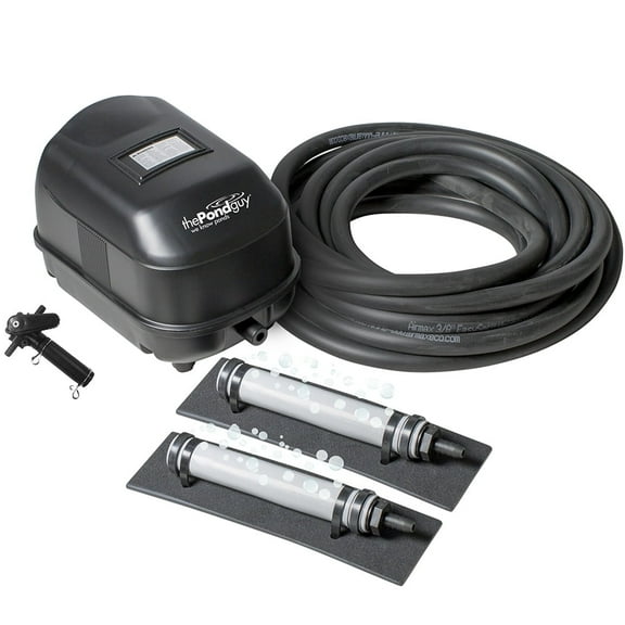 The Pond Guy Pond Aerator 2, Water Garden Aeration Kit: Diaphragm Compressor, Air Line & 2 Diffuser s