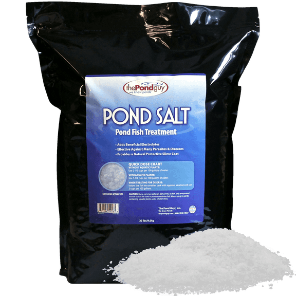 The Pond Guy Pond Salt, Outdoor Water Garden Treatment, Natural Crystal Rock Salt Additive, Koi Stress & Disease Control, Slime Coat Health & Electrolytes Treatments, Fish, Bird & Pet Safe, 20 lbs